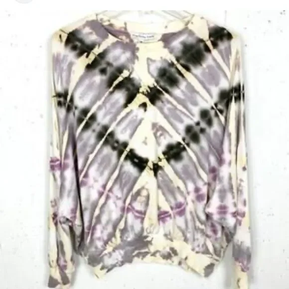 Young Fabulous & Broke Cream and Purple Tie-Dye Sweatshirt batwing med - Picture 1 of 6